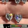 Real Moissanite Solitaire Stud Earrings Heart Shaped Fancy Cut 925 Silver 3-7mm -Harlem Bling Shop harlembling real moissanite solitaire stud earrings heart shaped fancy cut 925 silver 3 7mm 09418.1680291804