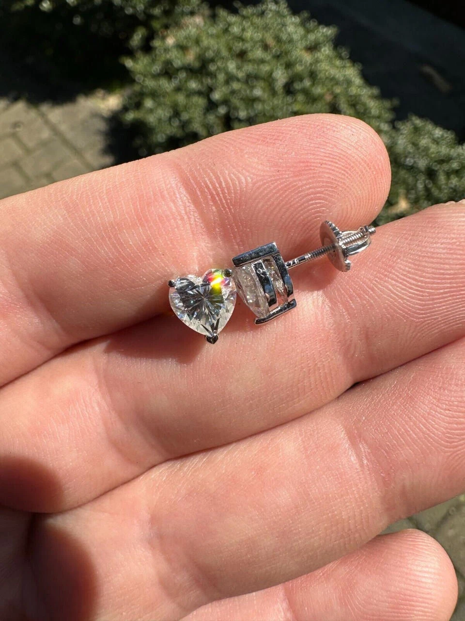 Real Moissanite Solitaire Stud Earrings Heart Shaped Fancy Cut 925 Silver 3-7mm 13 Real Moissanite Solitaire Stud Earrings Heart Shaped Fancy Cut 925 Silver 3-7mm - Image 11