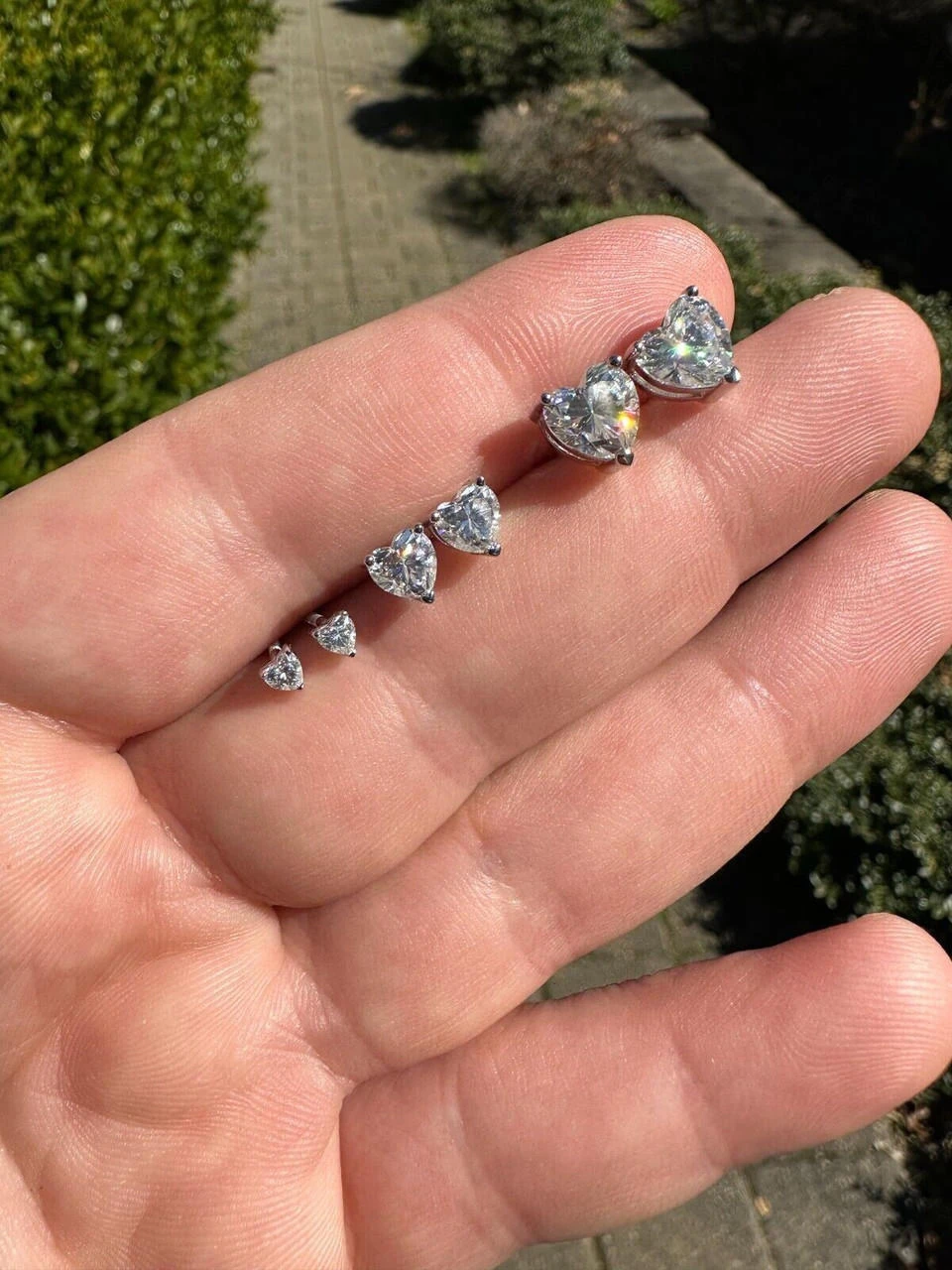 Real Moissanite Solitaire Stud Earrings Heart Shaped Fancy Cut 925 Silver 3-7mm 10 Real Moissanite Solitaire Stud Earrings Heart Shaped Fancy Cut 925 Silver 3-7mm - Image 8