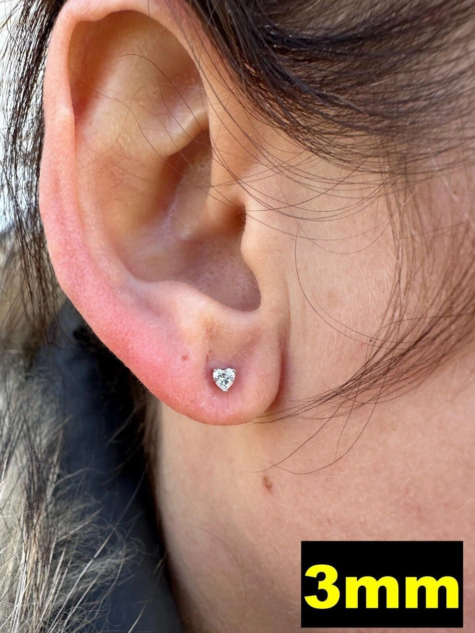 Real Moissanite Solitaire Stud Earrings Heart Shaped Fancy Cut 925 Silver 3-7mm 6 Real Moissanite Solitaire Stud Earrings Heart Shaped Fancy Cut 925 Silver 3-7mm - Image 4