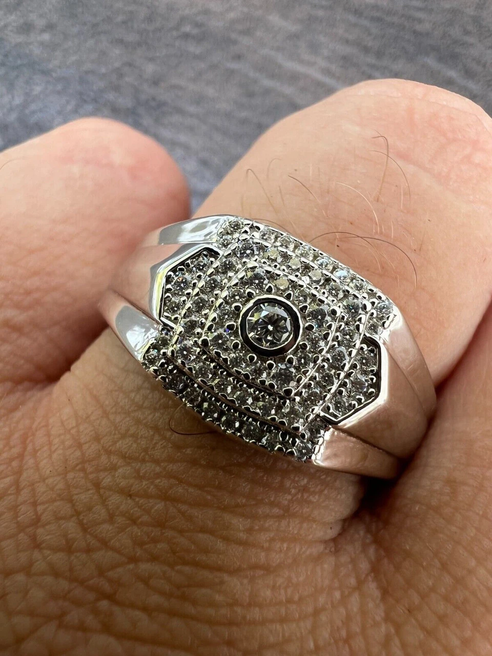 Real MOISSANITE Square Pinky Ring 925 Silver Hip Hop Iced Pass Diamond Tester 11 Real MOISSANITE Square Pinky Ring 925 Silver Hip Hop Iced Pass Diamond Tester - Image 9