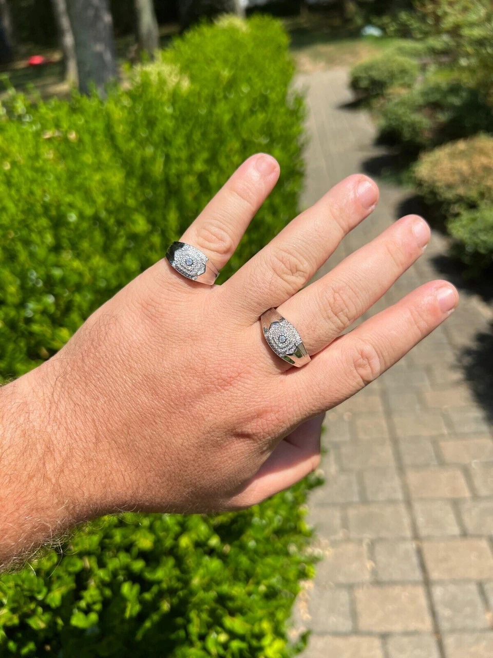 Real MOISSANITE Square Pinky Ring 925 Silver Hip Hop Iced Pass Diamond Tester 7 Real MOISSANITE Square Pinky Ring 925 Silver Hip Hop Iced Pass Diamond Tester - Image 5