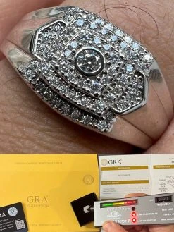 Real MOISSANITE Square Pinky Ring 925 Silver Hip Hop Iced Pass Diamond Tester