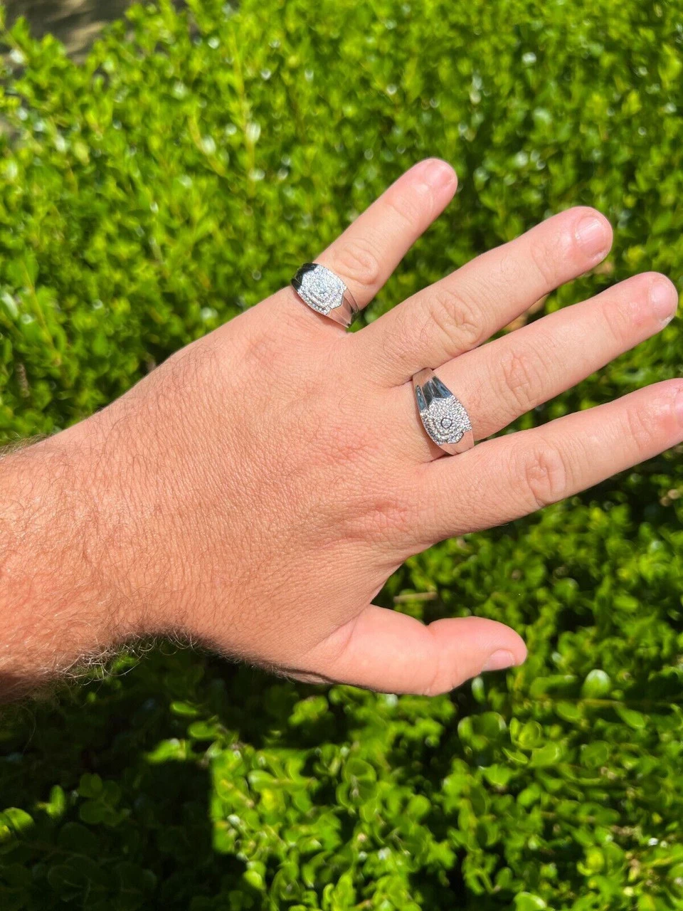 Real MOISSANITE Square Pinky Ring 925 Silver Hip Hop Iced Pass Diamond Tester 4 Real MOISSANITE Square Pinky Ring 925 Silver Hip Hop Iced Pass Diamond Tester - Image 2