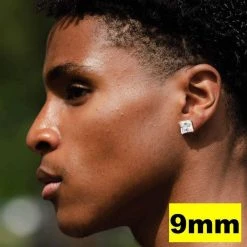 Real MOISSANITE Square Princess Stud Earrings 14k Gold Vermeil Pass Diamond Test -Harlem Bling Shop harlembling real moissanite square princess stud earrings 14k gold vermeil pass diamond test 53996.1664360647