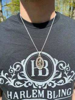 Real Moissanite St Christopher Necklace Pendant Iced Medallion Pass Diamond Test 18 Real Moissanite St Christopher Necklace Pendant Iced Medallion Pass Diamond Test -Harlem Bling Shop harlembling real moissanite st christopher necklace pendant iced medallion pass diamond test 57900.1664356533