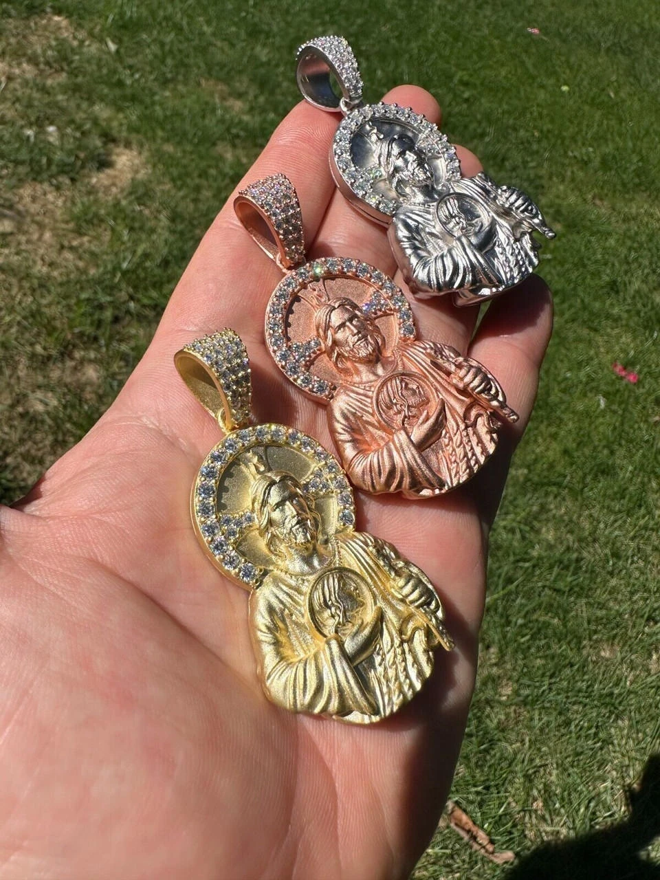 Real MOISSANITE St Jude San Judas Iced Pendant Necklace 925 Silver / 14k Gold 17 Real MOISSANITE St Jude San Judas Iced Pendant Necklace 925 Silver / 14k Gold - Image 15