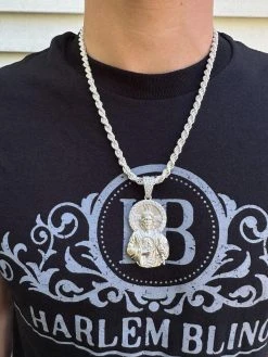 Real MOISSANITE St Jude San Judas Iced Pendant Necklace 925 Silver / 14k Gold 26 Real MOISSANITE St Jude San Judas Iced Pendant Necklace 925 Silver / 14k Gold -Harlem Bling Shop harlembling real moissanite st jude san judas iced pendant necklace 925 silver 14k gold 25653.1694828331