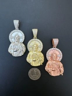 Real MOISSANITE St Jude San Judas Iced Pendant Necklace 925 Silver / 14k Gold 37 Real MOISSANITE St Jude San Judas Iced Pendant Necklace 925 Silver / 14k Gold -Harlem Bling Shop harlembling real moissanite st jude san judas iced pendant necklace 925 silver 14k gold 39403.1694828383