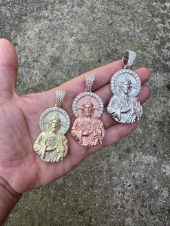 Real MOISSANITE St Jude San Judas Iced Pendant Necklace 925 Silver / 14k Gold 24 Real MOISSANITE St Jude San Judas Iced Pendant Necklace 925 Silver / 14k Gold -Harlem Bling Shop harlembling real moissanite st jude san judas iced pendant necklace 925 silver 14k gold 78149.1694828357