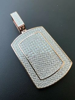 Real MOISSANITE Stone 14k Rose Gold Vermeil Dog Tag Iced HipHop Pendant Necklace 22 Real MOISSANITE Stone 14k Rose Gold Vermeil Dog Tag Iced HipHop Pendant Necklace -Harlem Bling Shop harlembling real moissanite stone 14k rose gold vermeil dog tag iced hiphop pendant necklace 41093.1664355982