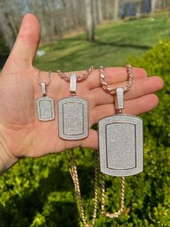 Real MOISSANITE Stone 14k Rose Gold Vermeil Dog Tag Iced HipHop Pendant Necklace 25 Real MOISSANITE Stone 14k Rose Gold Vermeil Dog Tag Iced HipHop Pendant Necklace -Harlem Bling Shop harlembling real moissanite stone 14k rose gold vermeil dog tag iced hiphop pendant necklace 75330.1664358208