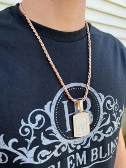 Real MOISSANITE Stone 14k Rose Gold Vermeil Dog Tag Iced HipHop Pendant Necklace 19 Real MOISSANITE Stone 14k Rose Gold Vermeil Dog Tag Iced HipHop Pendant Necklace -Harlem Bling Shop harlembling real moissanite stone 14k rose gold vermeil dog tag iced hiphop pendant necklace 77950.1664360411