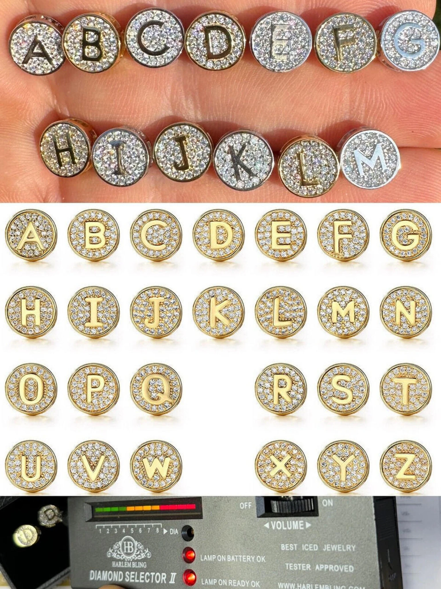 Real Moissanite Stud Earrings 925 Silver Iced Hip Hop Letter Initial Letter A-Z 3 Real Moissanite Stud Earrings 925 Silver Iced Hip Hop Letter Initial Letter A-Z