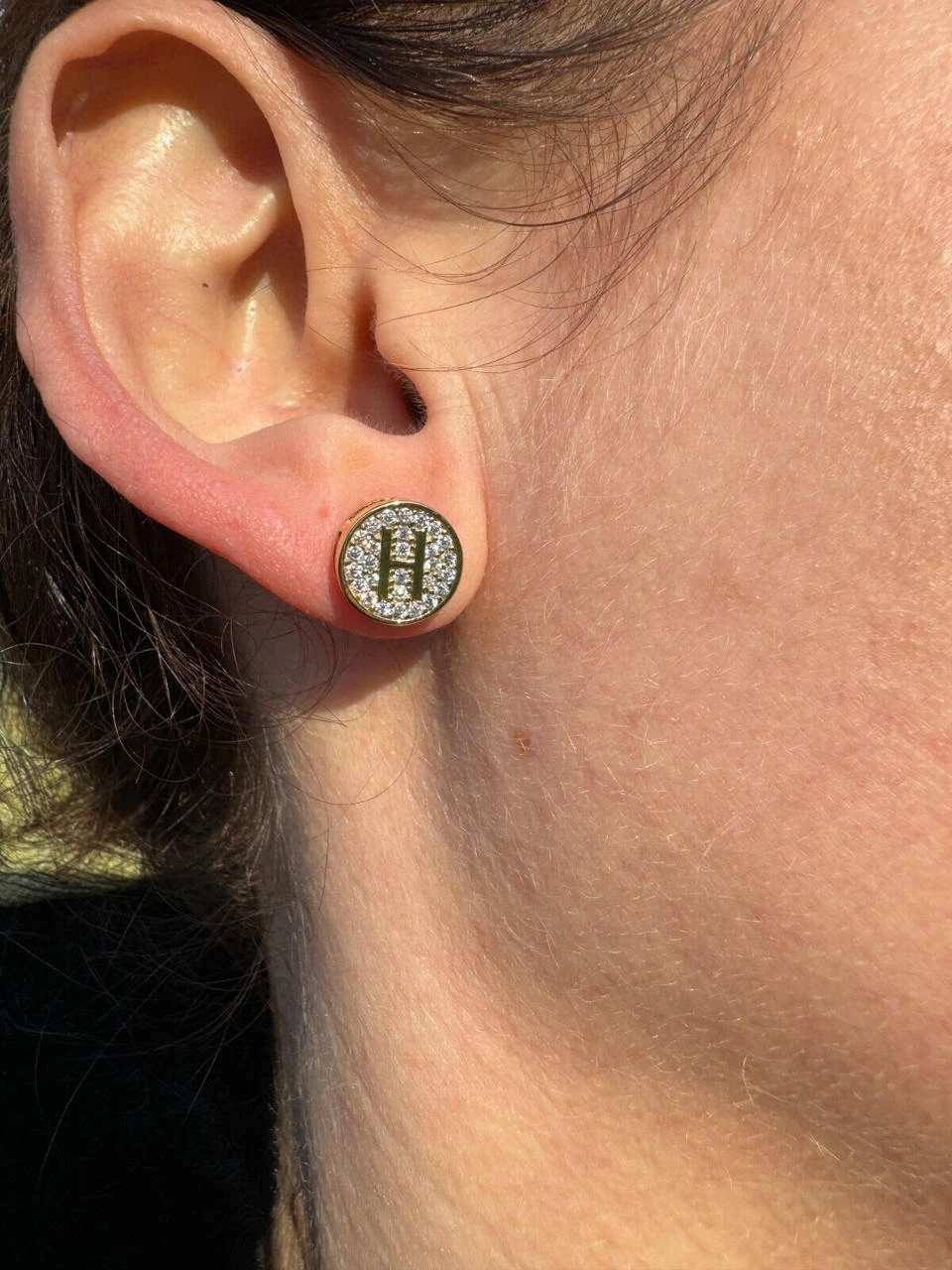 Real Moissanite Stud Earrings 925 Silver Iced Hip Hop Letter Initial Letter A-Z 5 Real Moissanite Stud Earrings 925 Silver Iced Hip Hop Letter Initial Letter A-Z - Image 3