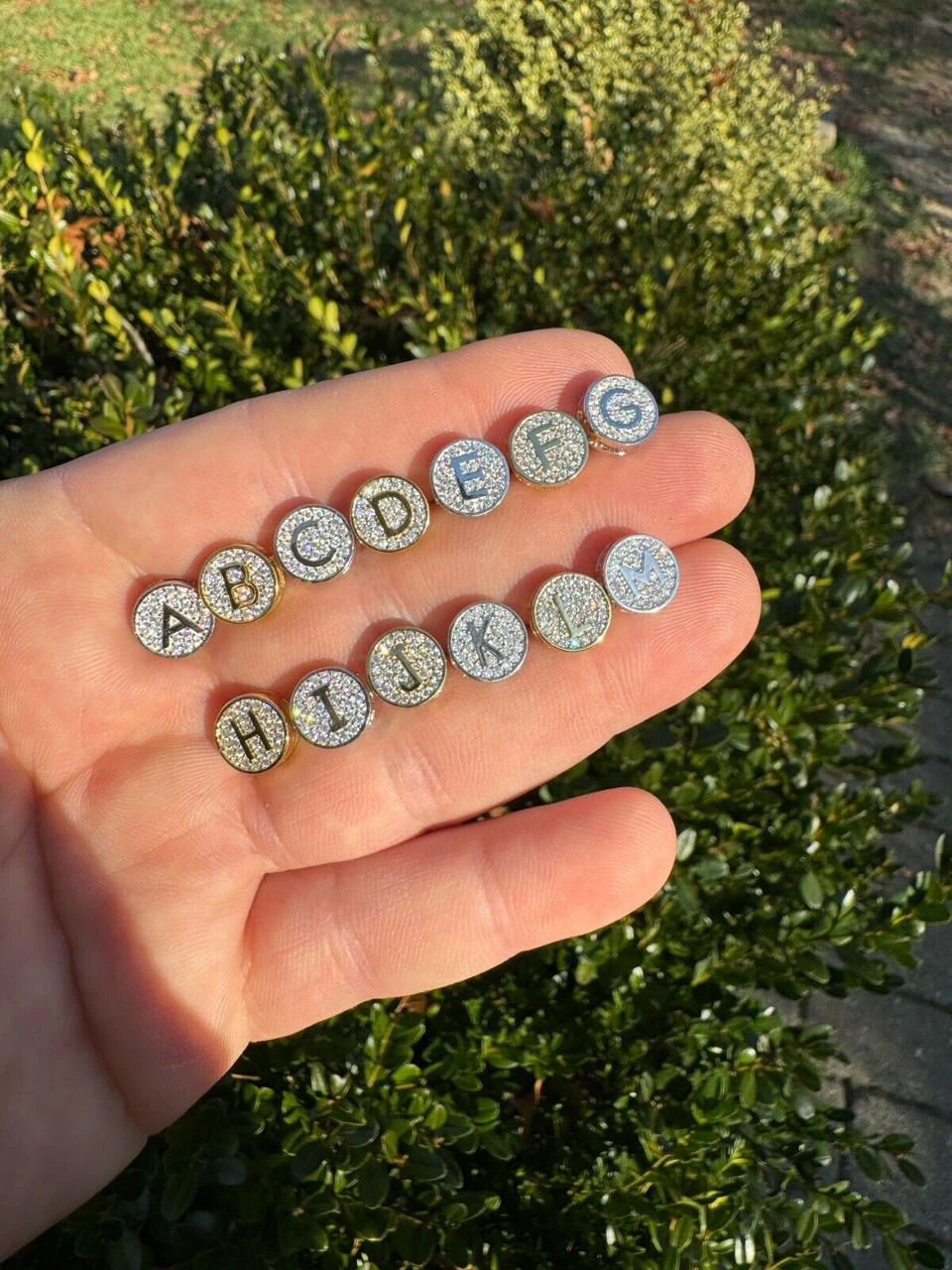 Real Moissanite Stud Earrings 925 Silver Iced Hip Hop Letter Initial Letter A-Z 4 Real Moissanite Stud Earrings 925 Silver Iced Hip Hop Letter Initial Letter A-Z - Image 2