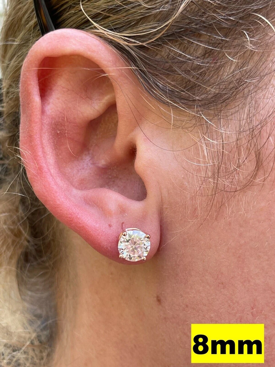 Real Moissanite Stud Earrings Diamond Tester Size 0.4-8ct 14k Rose Gold Vermeil 13 Real Moissanite Stud Earrings Diamond Tester Size 0.4-8ct 14k Rose Gold Vermeil - Image 11