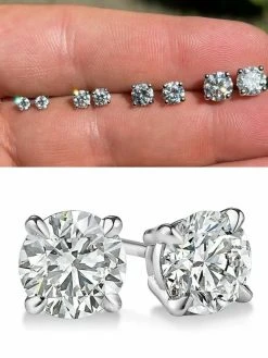 Real Moissanite Stud Earrings, Men's & Ladies, All Sizes 0.2-2ct