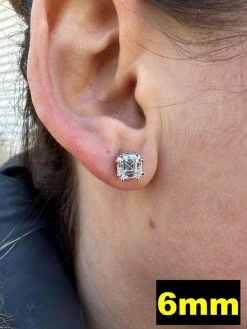 Real Moissanite Stud Earrings Square Asscher Cut 925 Silver Screwbacks 4mm-8mm -Harlem Bling Shop harlembling real moissanite stud earrings square asscher cut 925 silver screwbacks 4mm 8mm 07472.1680292053