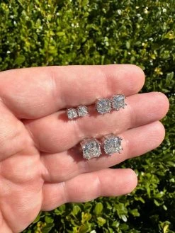 Real Moissanite Stud Earrings Square Asscher Cut 925 Silver Screwbacks 4mm-8mm -Harlem Bling Shop harlembling real moissanite stud earrings square asscher cut 925 silver screwbacks 4mm 8mm 12432.1680292012