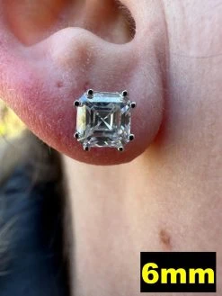 Real Moissanite Stud Earrings Square Asscher Cut 925 Silver Screwbacks 4mm-8mm -Harlem Bling Shop harlembling real moissanite stud earrings square asscher cut 925 silver screwbacks 4mm 8mm 40425.1680291853