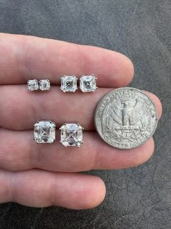 Real Moissanite Stud Earrings Square Asscher Cut 925 Silver Screwbacks 4mm-8mm -Harlem Bling Shop harlembling real moissanite stud earrings square asscher cut 925 silver screwbacks 4mm 8mm 43017.1680292015