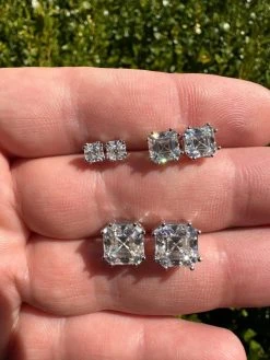 Real Moissanite Stud Earrings Square Asscher Cut 925 Silver Screwbacks 4mm-8mm -Harlem Bling Shop harlembling real moissanite stud earrings square asscher cut 925 silver screwbacks 4mm 8mm 80897.1680291969