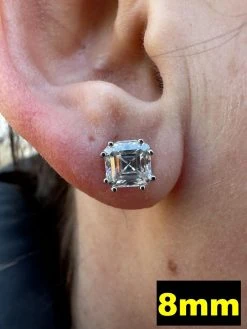 Real Moissanite Stud Earrings Square Asscher Cut 925 Silver Screwbacks 4mm-8mm -Harlem Bling Shop harlembling real moissanite stud earrings square asscher cut 925 silver screwbacks 4mm 8mm 85486.1680291800