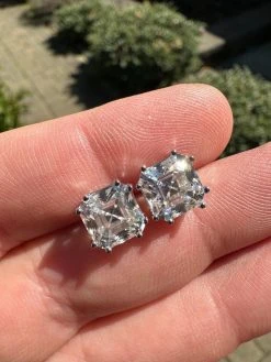 Real Moissanite Stud Earrings Square Asscher Cut 925 Silver Screwbacks 4mm-8mm -Harlem Bling Shop harlembling real moissanite stud earrings square asscher cut 925 silver screwbacks 4mm 8mm 97561.1680292032