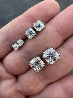 Real Moissanite Stud Earrings Square Asscher Cut 925 Silver Screwbacks 4mm-8mm -Harlem Bling Shop harlembling real moissanite stud earrings square asscher cut 925 silver screwbacks 4mm 8mm 98215.1680291868