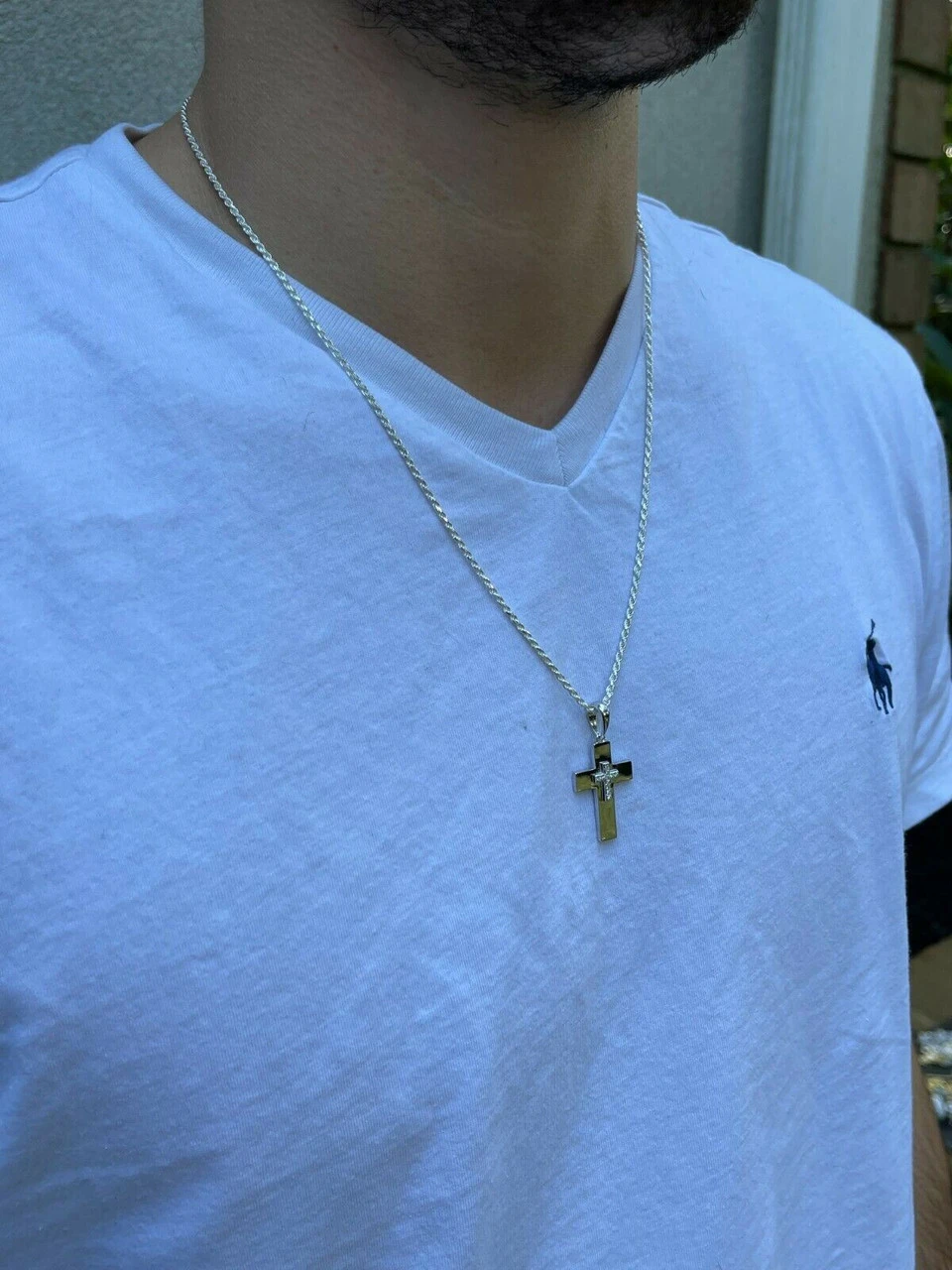 Real Natural Diamond Cross Pendant Necklace 1" Mens Ladies VS G 925 Silver Gold 7 Real Natural Diamond Cross Pendant Necklace 1" Mens Ladies VS G 925 Silver Gold - Image 5