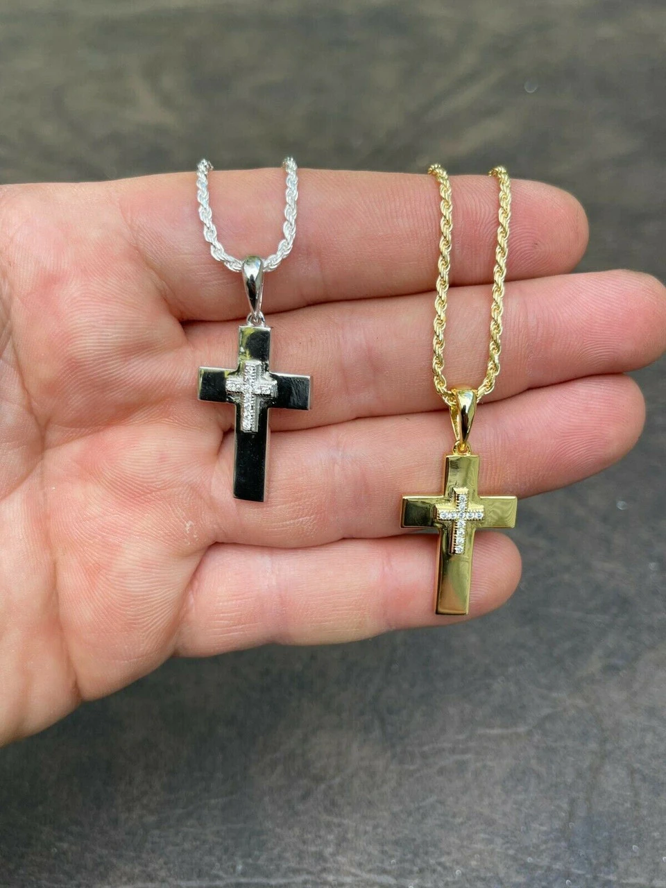 Real Natural Diamond Cross Pendant Necklace 1" Mens Ladies VS G 925 Silver Gold 14 Real Natural Diamond Cross Pendant Necklace 1" Mens Ladies VS G 925 Silver Gold - Image 12