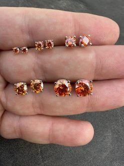 Real Orange Moissanite Screwback Stud Earrings 925 Silver 3-8mm Iced Pass Tester -Harlem Bling Shop harlembling real orange moissanite screwback stud earrings 925 silver 3 8mm iced pass tester 02604.1679340011
