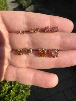Real Orange Moissanite Screwback Stud Earrings 925 Silver 3-8mm Iced Pass Tester -Harlem Bling Shop harlembling real orange moissanite screwback stud earrings 925 silver 3 8mm iced pass tester 73533.1679340071