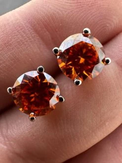 Real Orange Moissanite Screwback Stud Earrings 925 Silver 3-8mm Iced Pass Tester -Harlem Bling Shop harlembling real orange moissanite screwback stud earrings 925 silver 3 8mm iced pass tester 83566.1679339999