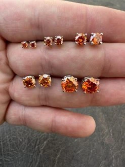 Real Orange Moissanite Screwback Stud Earrings 925 Silver 3-8mm Iced Pass Tester -Harlem Bling Shop harlembling real orange moissanite screwback stud earrings 925 silver 3 8mm iced pass tester 92711.1679340181