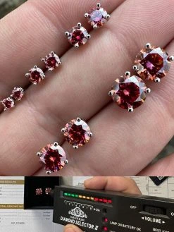 Real Pink Moissanite Screwback Stud Earrings 925 Silver 3-8mm Pass Diamond Test