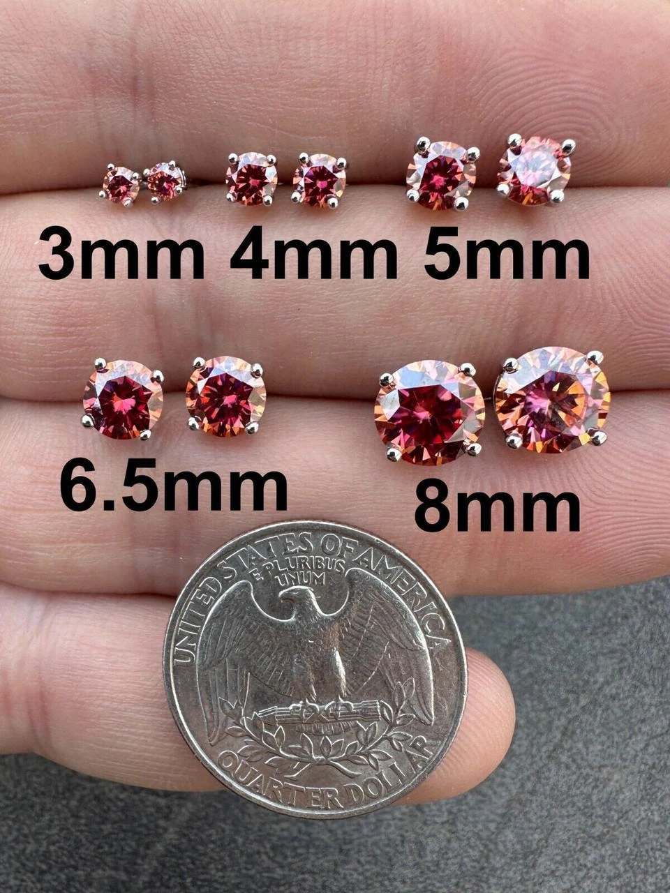 Real Pink Moissanite Screwback Stud Earrings 925 Silver 3-8mm Pass Diamond Test 4 Real Pink Moissanite Screwback Stud Earrings 925 Silver 3-8mm Pass Diamond Test - Image 2