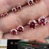 Real Pink Moissanite Stud Earrings 14k Rose Gold 925 Silver Mens Ladies 3-8mm