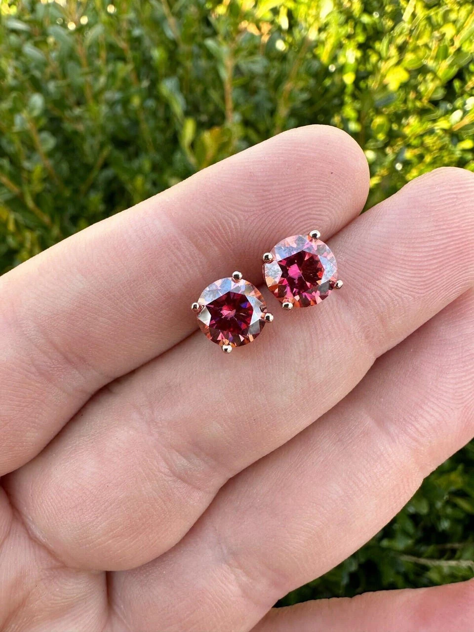 Real Pink Moissanite Stud Earrings 14k Rose Gold 925 Silver Mens Ladies 3-8mm 17 Real Pink Moissanite Stud Earrings 14k Rose Gold 925 Silver Mens Ladies 3-8mm - Image 15
