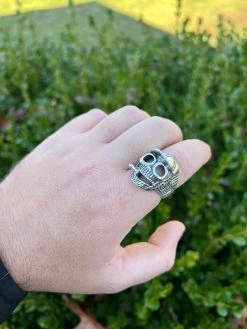 Real Plain Solid 925 Sterling Silver Punk Goth Skull Smoking Cigar/Joint Ring -Harlem Bling Shop harlembling real plain solid 925 sterling silver punk goth skull smoking cigarjoint ring 05076.1672851631