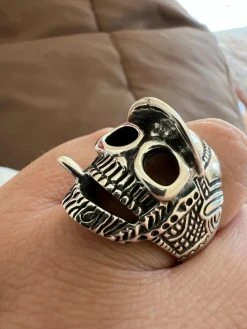 Real Plain Solid 925 Sterling Silver Punk Goth Skull Smoking Cigar/Joint Ring -Harlem Bling Shop harlembling real plain solid 925 sterling silver punk goth skull smoking cigarjoint ring 25784.1672851792