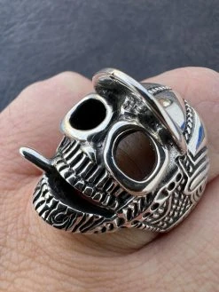 Real Plain Solid 925 Sterling Silver Punk Goth Skull Smoking Cigar/Joint Ring -Harlem Bling Shop harlembling real plain solid 925 sterling silver punk goth skull smoking cigarjoint ring 87011.1672851556