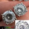 Real Portuguese Cut Moissanite Stud Earrings 14k Gold Vermeil 925 Silver 1-4ct