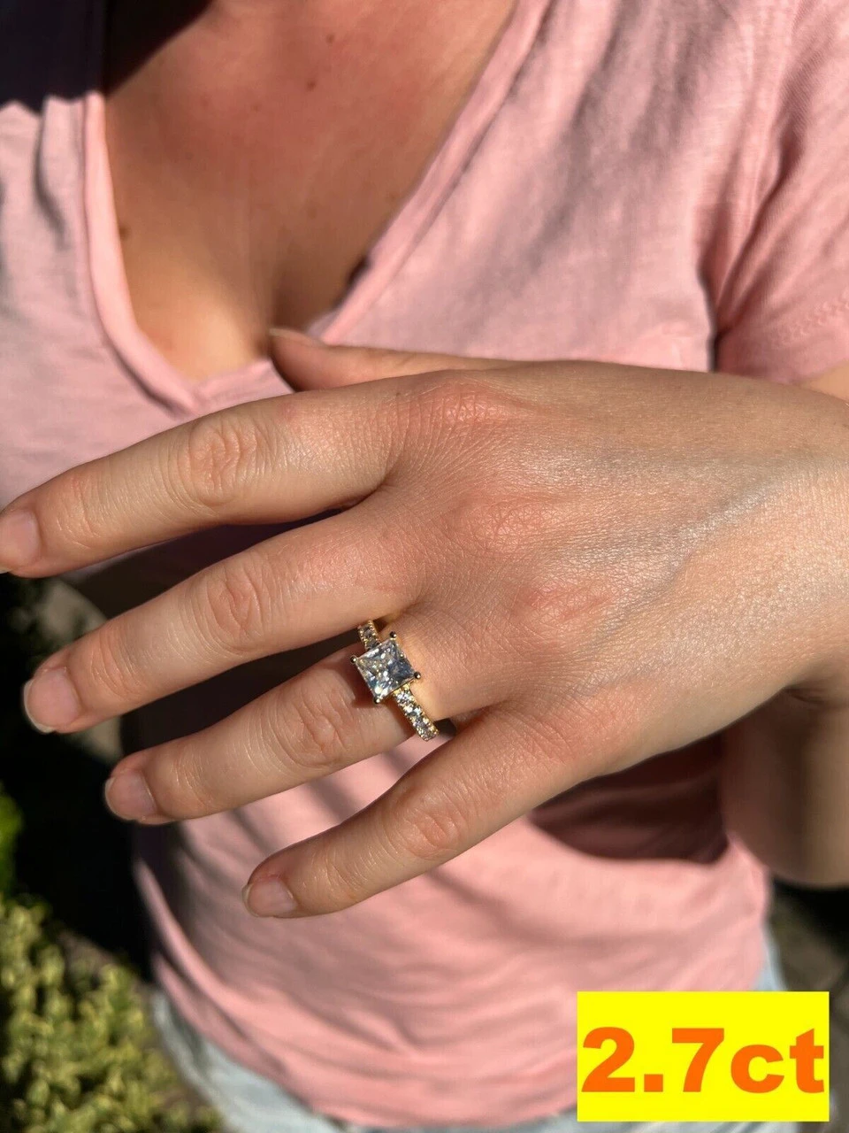 Real Princess Cut MOISSANITE Engagement Promise Ring 14k Gold Plated 925 Silver 12 Real Princess Cut MOISSANITE Engagement Promise Ring 14k Gold Plated 925 Silver - Image 10