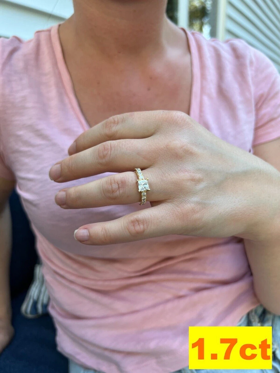 Real Princess Cut MOISSANITE Engagement Promise Ring 14k Gold Plated 925 Silver 11 Real Princess Cut MOISSANITE Engagement Promise Ring 14k Gold Plated 925 Silver - Image 9