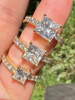 Real Princess Cut MOISSANITE Engagement Promise Ring 14k Gold Plated 925 Silver 19 Real Princess Cut MOISSANITE Engagement Promise Ring 14k Gold Plated 925 Silver -Harlem Bling Shop harlembling real princess cut moissanite engagement promise ring 14k gold plated 925 silver 56760.1664300479