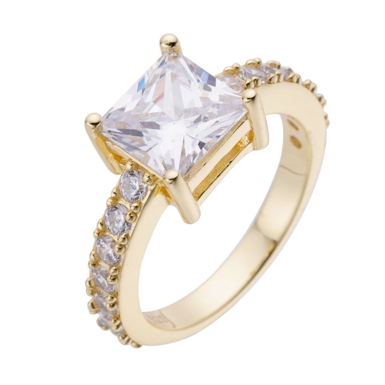 Real Princess Cut MOISSANITE Engagement Promise Ring 14k Gold Plated 925 Silver 6 Real Princess Cut MOISSANITE Engagement Promise Ring 14k Gold Plated 925 Silver - Image 4