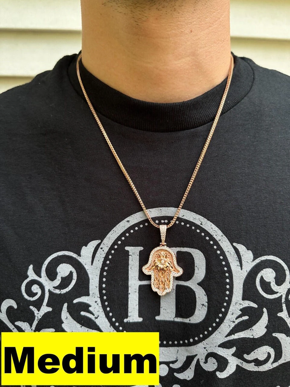 Real Rose Gold & 925 Sterling Silver Hamsa Evil Eye Hand Iced MOISSANITE Pendant 9 Real Rose Gold & 925 Sterling Silver Hamsa Evil Eye Hand Iced MOISSANITE Pendant - Image 7