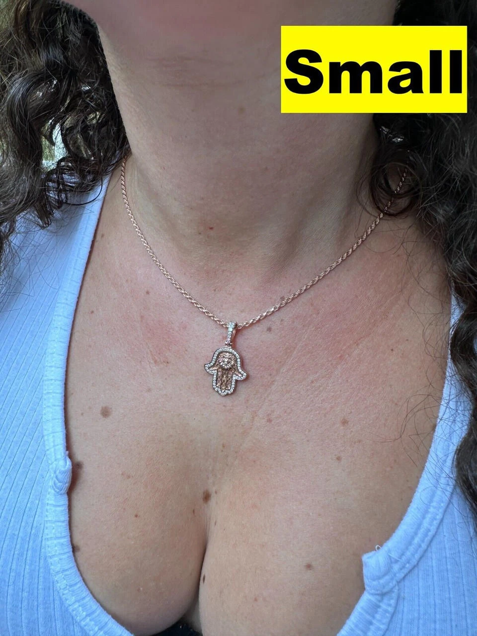 Real Rose Gold & 925 Sterling Silver Hamsa Evil Eye Hand Iced MOISSANITE Pendant 8 Real Rose Gold & 925 Sterling Silver Hamsa Evil Eye Hand Iced MOISSANITE Pendant - Image 6